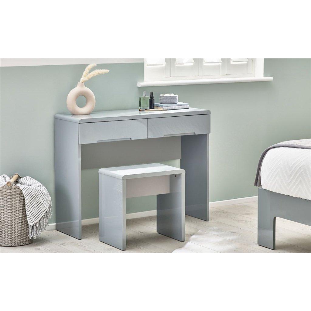 Chic Grey High Gloss Dressing Table with 2